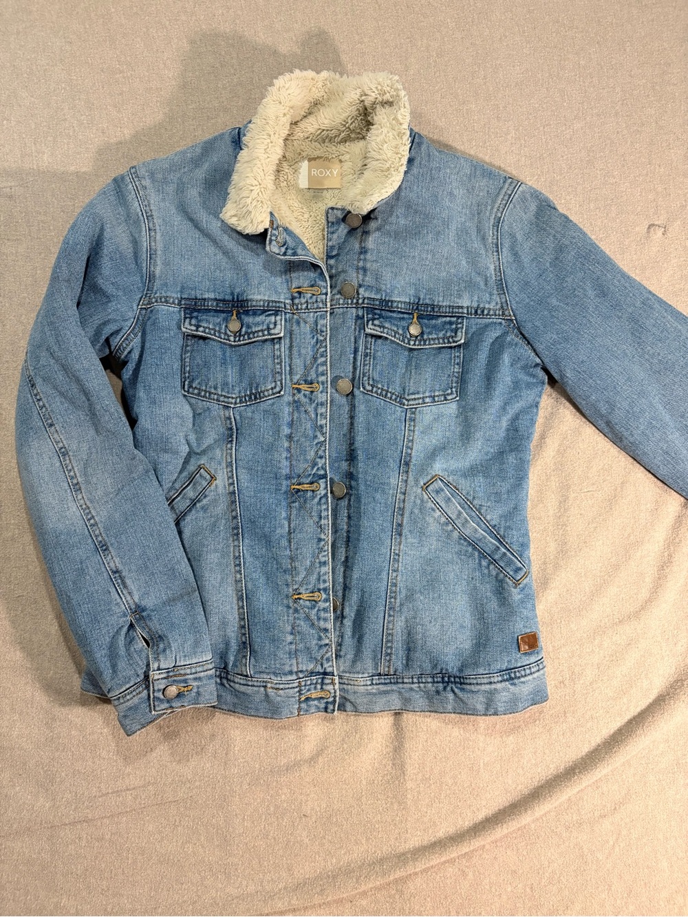 Roxy Women’s Light Blue Denim Sherpa Jacket